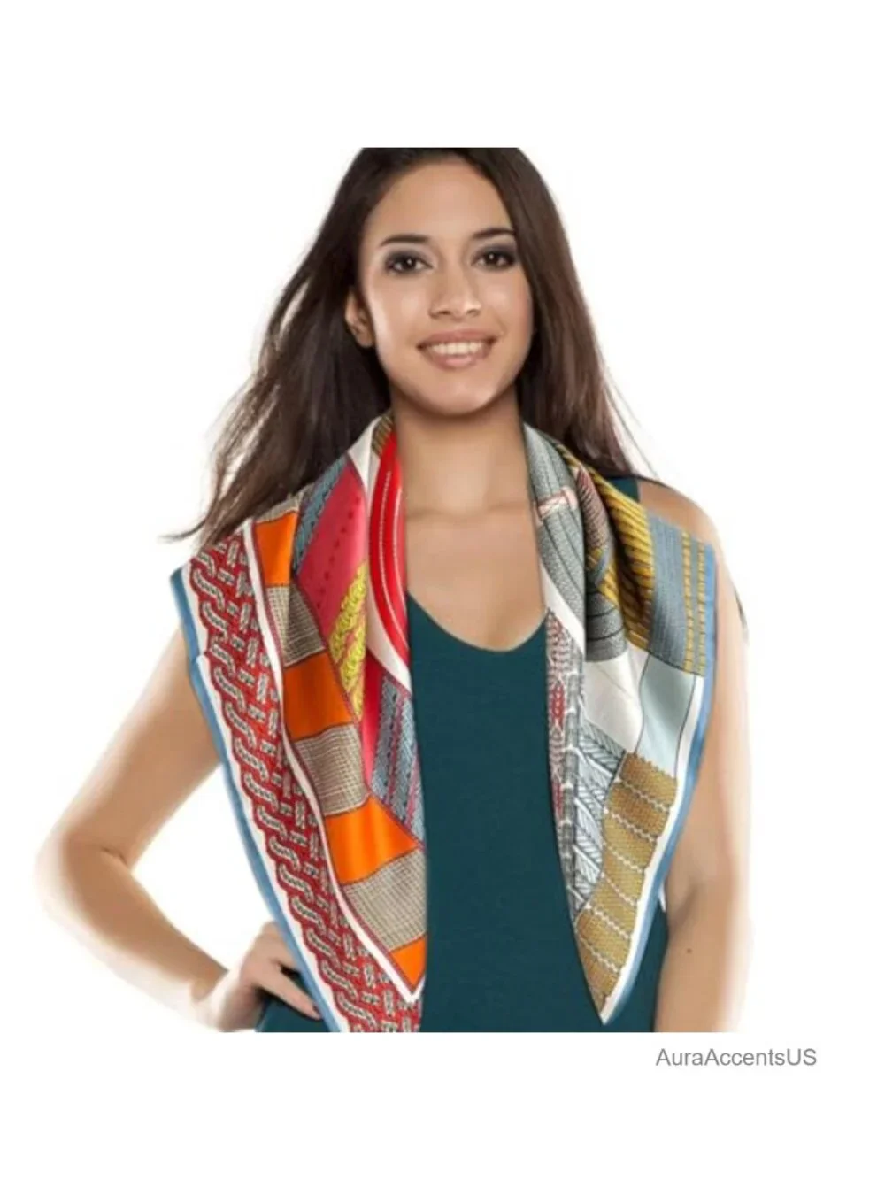 Large Silk Head Scarf for Women, 35x35 Inch Square Hair Wrap Bandana